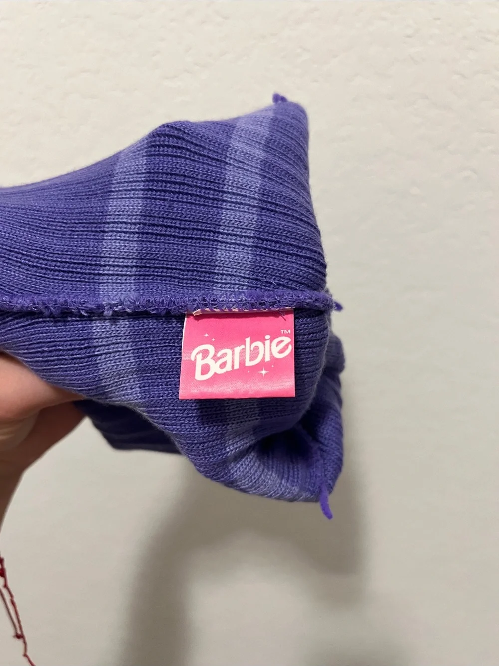 Vintage Barbie Kids Purple Pom-Pom Beanie Hat